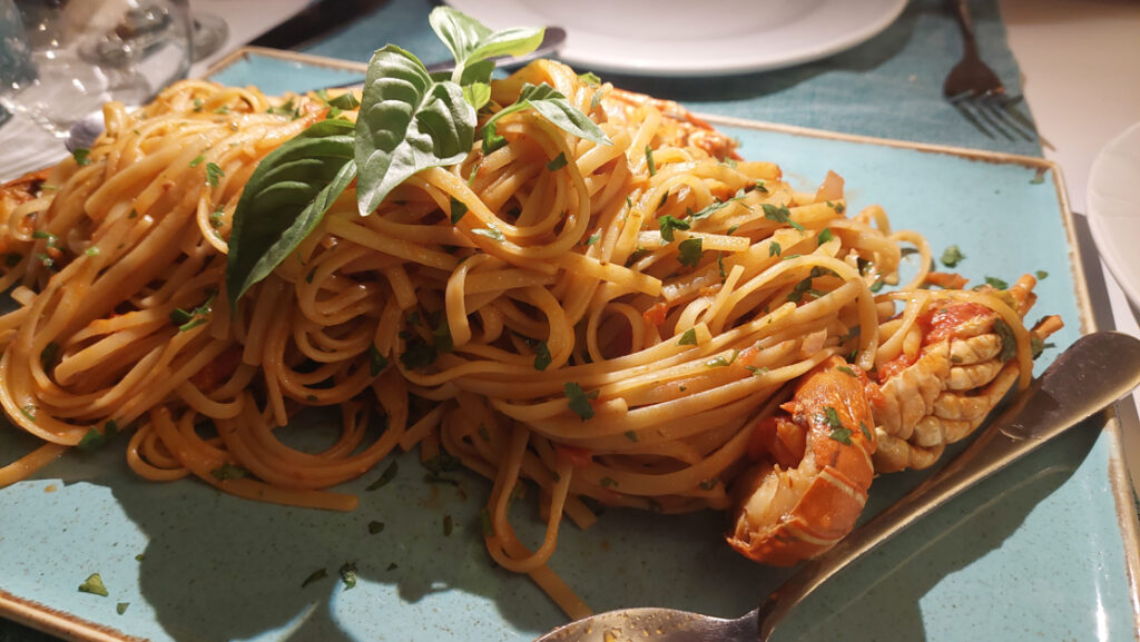 lobster pasta in Fiskardo - best things to do in Kefalonia