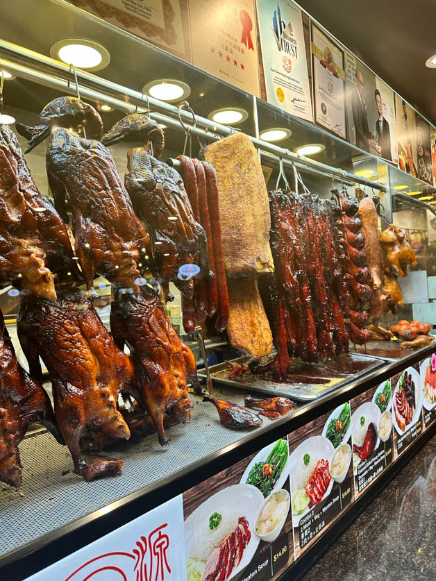 rows of hanging cooked ducks - Itinerary for Singapore 3 days